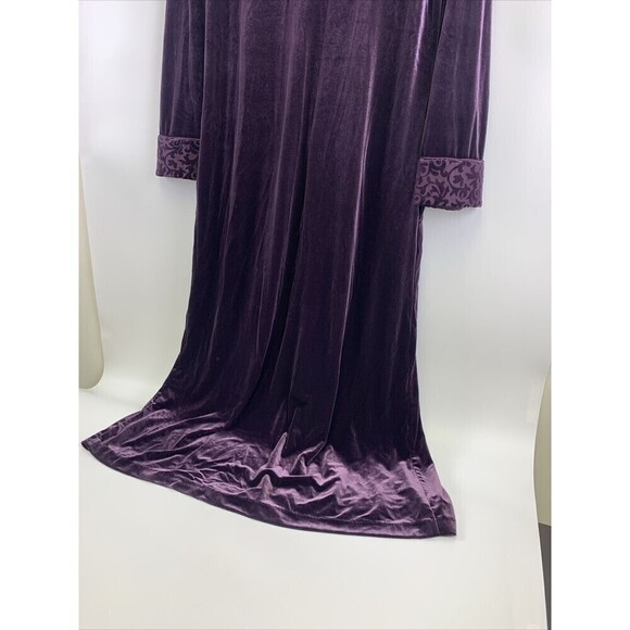 Adonna Robe Lounger Velvet Velour Purple Soft Half Zip Collared Long Women Small - Picture 9 of 15